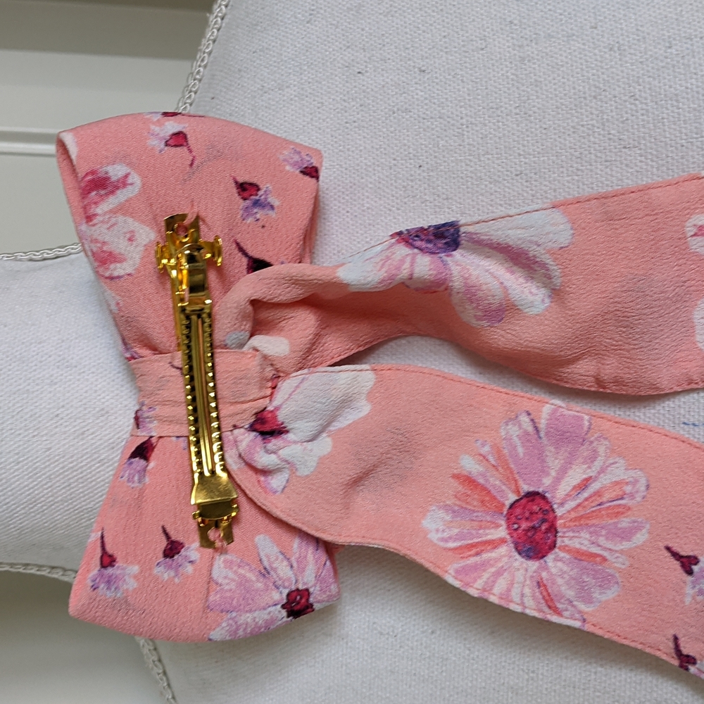 LoveShackFancy Lorna Floral Bow Barrette Hair Accessorie Coral Blaze - Picture 11 of 15